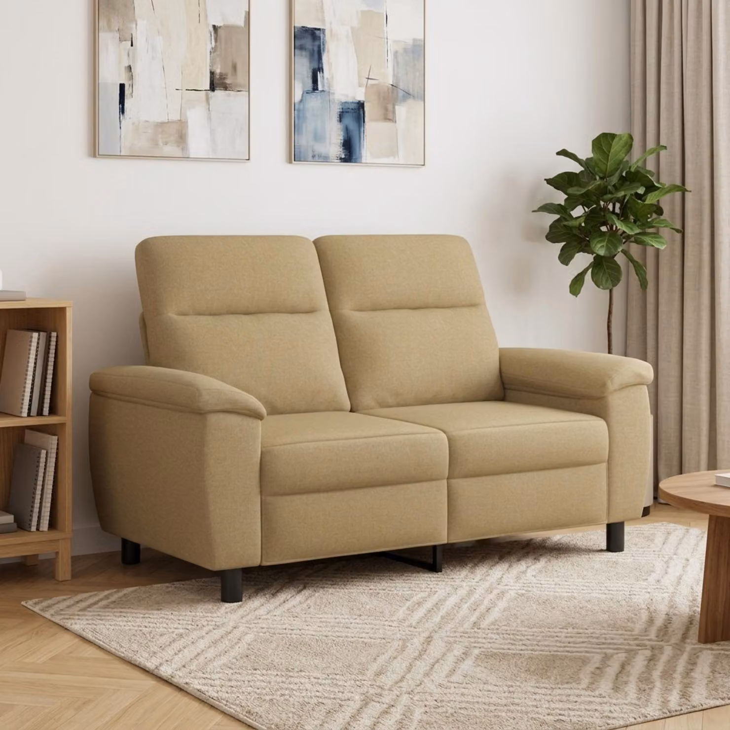 vidaXL Divano Moderno Lineare in Tessuto Beige e Marrone con Struttura in Metallo L: 158 cm, P: 90 cm, H: 95 cm
