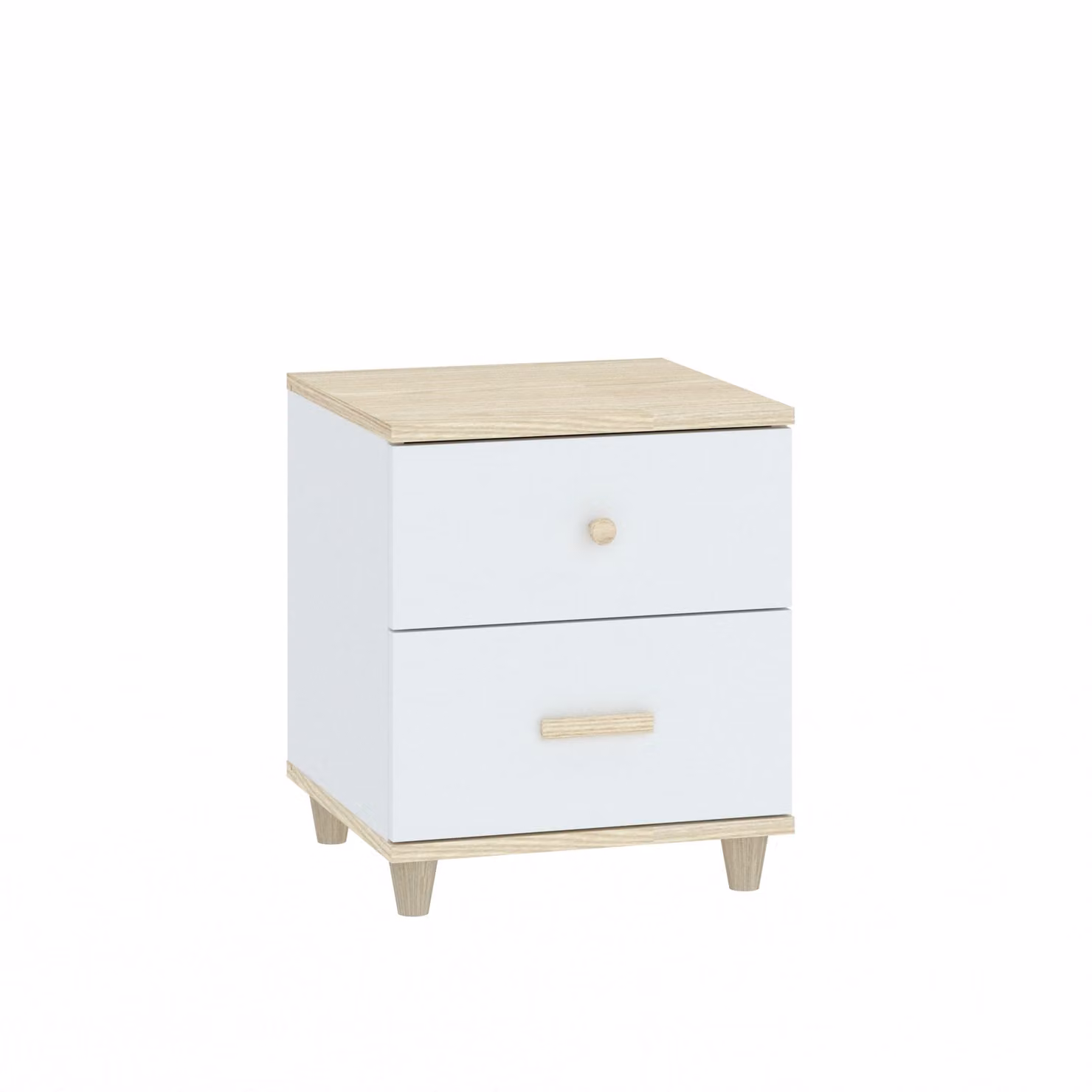 Comodino WALLER - acacia / bianco