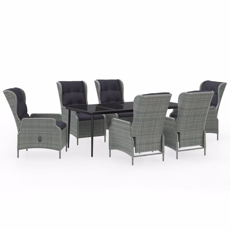 Set da Pranzo da Giardino 7 pz Grigio Chiaro