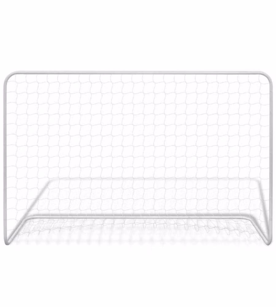 Porta da Calcio con Rete 182x61x122 cm in Acciaio Bianca