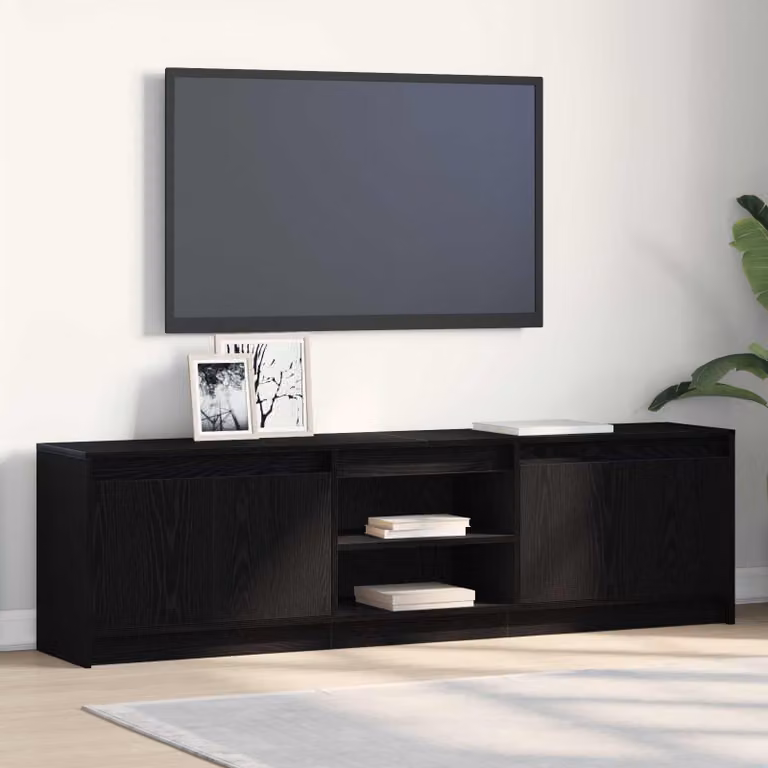 Set di 2 unità TV vidaXL in legno MDF nero con design minimalista da parete L: 180 cm, P: 34 cm, H: 50 cm
