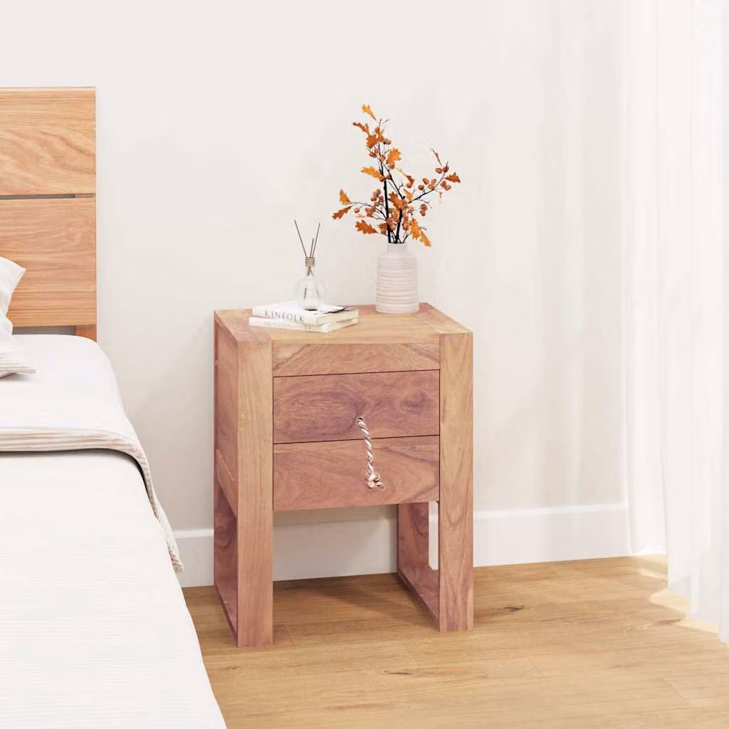 Comodino vidaXL in legno massello di teak marrone stile rustico L 40 cm x P 30 cm x H 50 cm