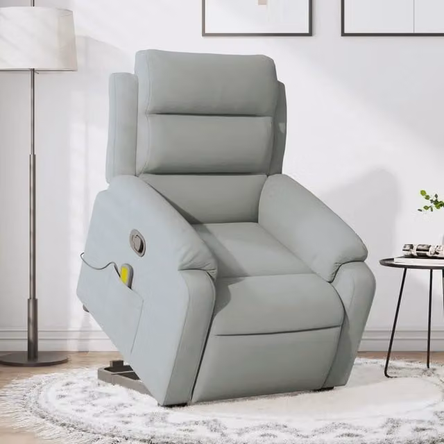 Divano Sedia-Poltrona Alzapersona Reclinabile Grigio Chiaro in Velluto 348371