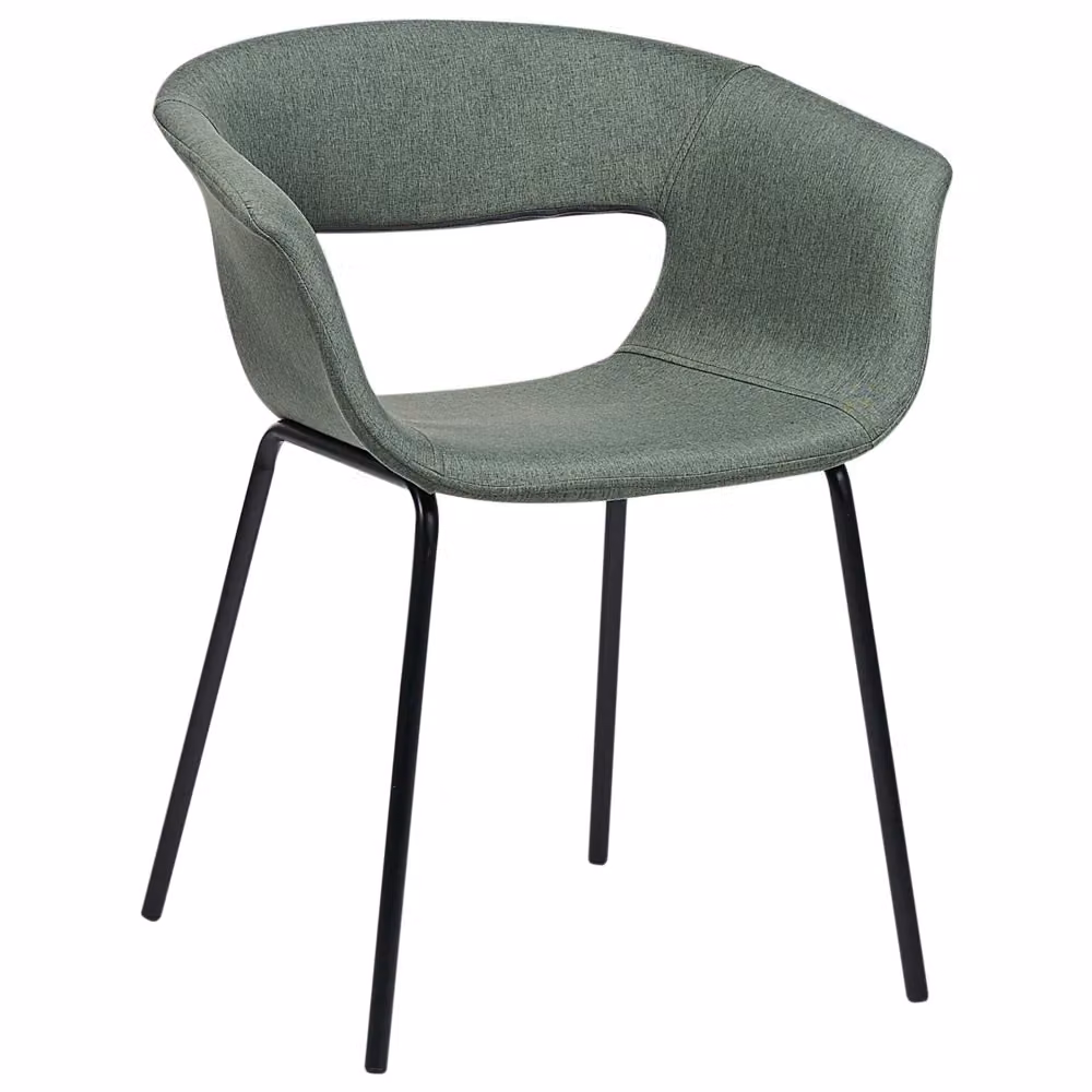 Set di 2 sedie da pranzo BELIANI moderne con seduta in tessuto verde e gambe in metallo nero per cucina e sala da pranzo – 2