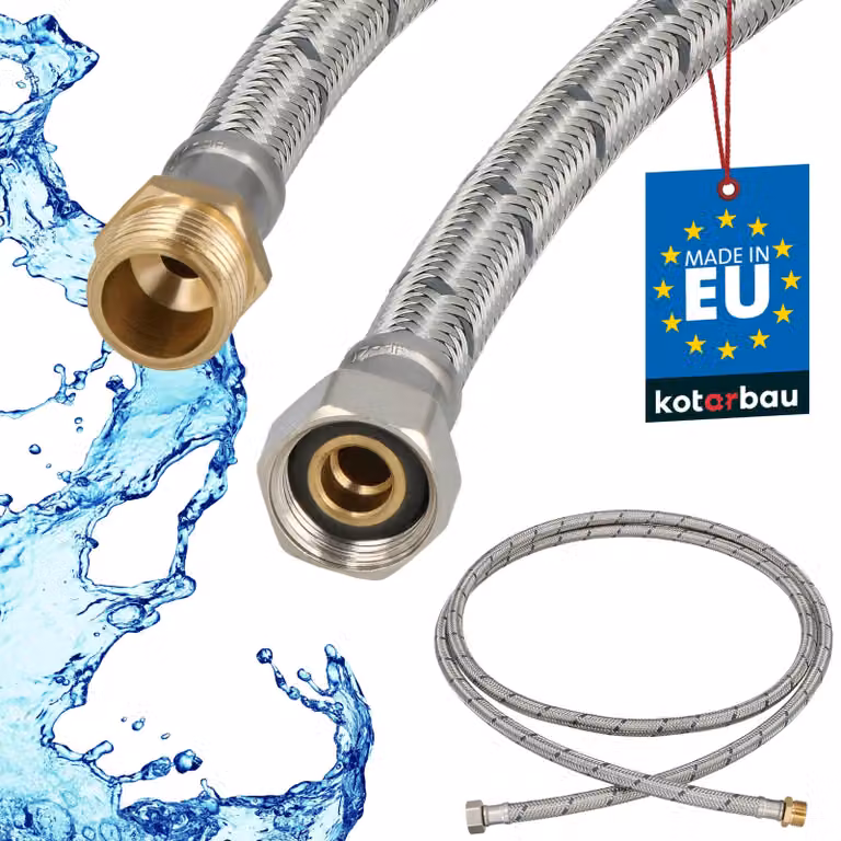 KOTARBAU® Tubo Flessibile per Rubinetto 3/8" x 3/8" Rinforzato 200cm Tubo Flessibile Rubinetto Cucina Maschio x Femmina Acciaio Inox