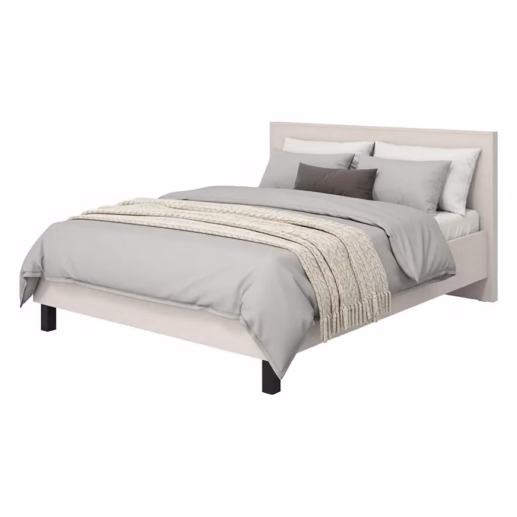 Letto Matrimoniale Coazze DMORA Beige con Struttura Imbottita e Design Geometrico, Materasso 160 x 200 cm – 2