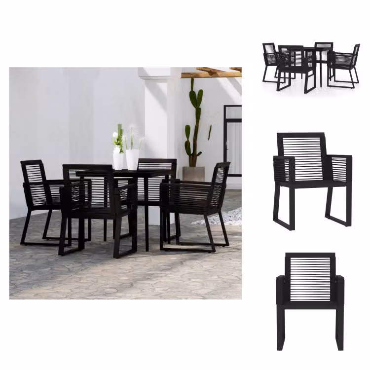 vidaXL Set da pranzo da giardino 5 pezzi nero - Set di mobili da giardino