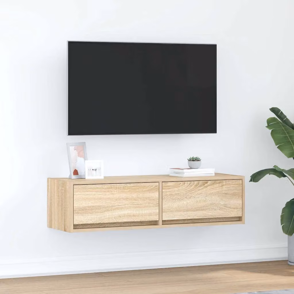 Mobile TV vidaXL moderno in legno rovere sonoma, L 100 cm x P 31 cm x H 25,5 cm