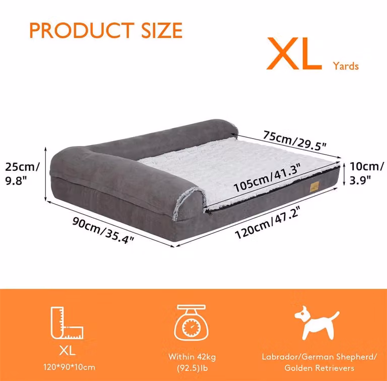 Cuccia per cani - Cuccia ortopedica per cani - Design a forma di L - Copertura lavabile - Resistente e elegante