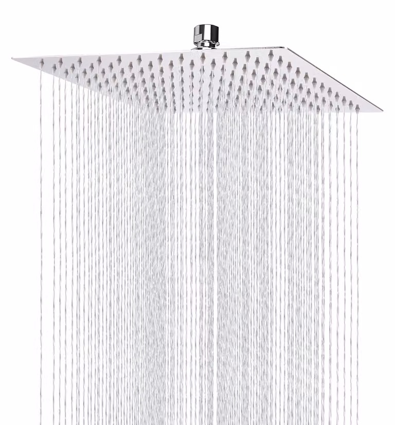 Doccia a soffitto da 25 cm, testina quadrata, acciaio inossidabile 304, finitura cromata, per bagno