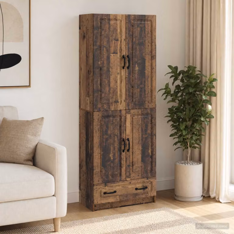 Set di 2 armadi vidaXL in legno marrone stile industriale con ante e cassetti L/P/H: 92 x 34,5 x 66 cm