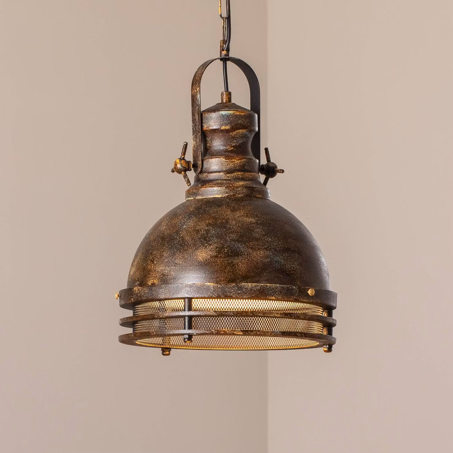 Lampada a sospensione Saglam Opviq, dimmerabile, Bronzo / Ottone antico, Soggiorno / Sala da pranzo, Metallo, Vintage, Lampada a sospensione
