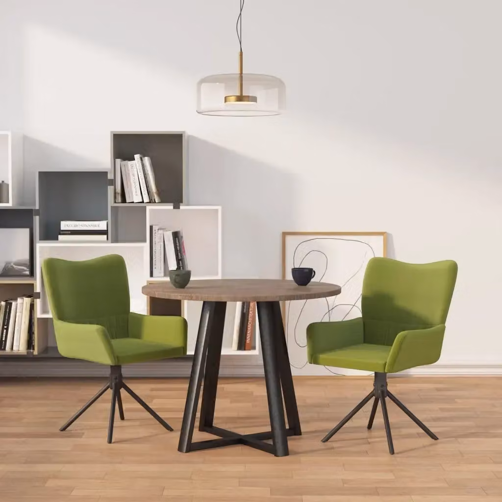 Set di 2 sedie da pranzo girevoli a 360 gradi in velluto verde con struttura in metallo e design moderno per cucina e soggiorno – 2
