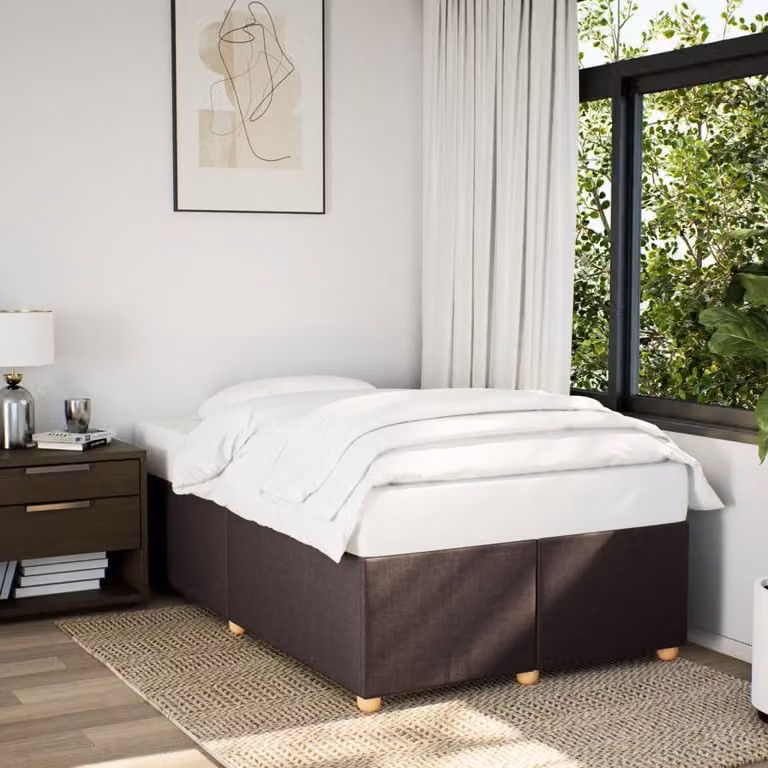 vidaXL Giroletto in legno e tessuto marrone con doghe in legno L: 120 cm, P: 190 cm