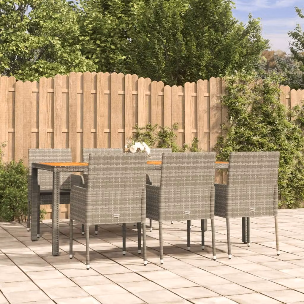 Maison Exclusive - Set da pranzo da giardino 7 pezzi con cuscini grigio in polyrattan