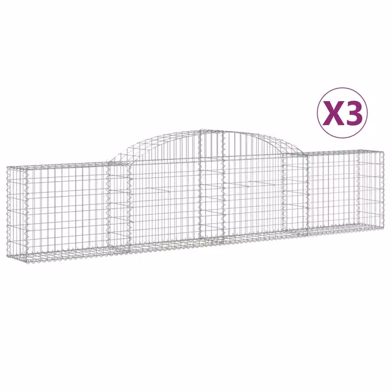 Cesti Gabbioni ad Arco 3 pz 300x30x60/80 cm Ferro Zincato