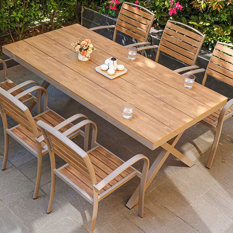 Mobili da giardino set tavolo da pranzo set mobili da patio mobili da pranzo in lega di alluminio mobili da balcone set 1*tavolo e 6*sedie 180cm /MJHYZY-180/