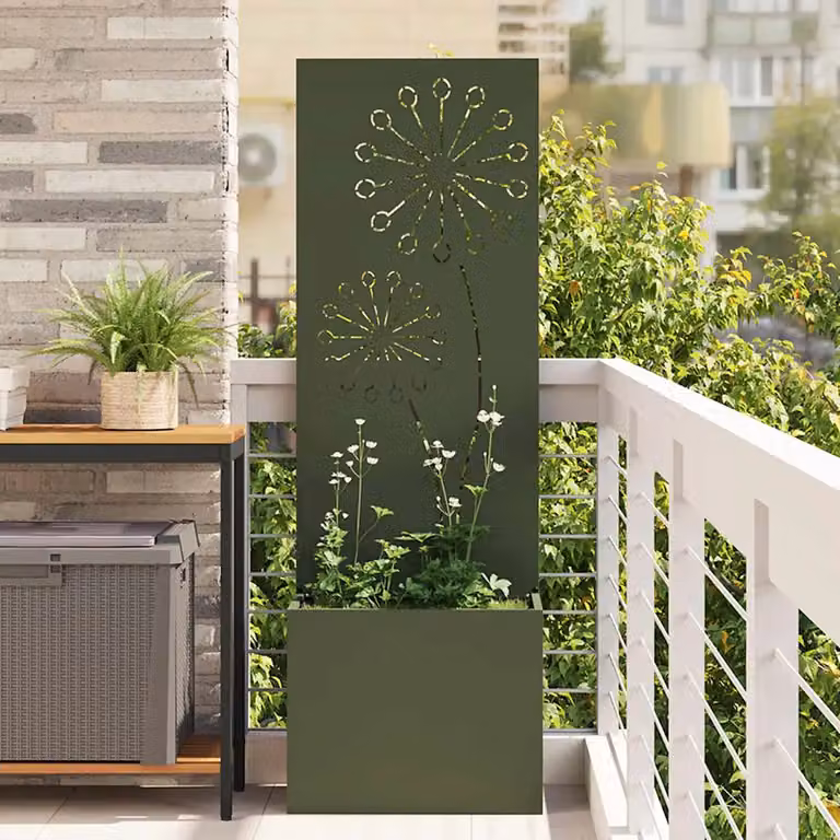 vidaXL Paravent per privacy in giardino in acciaio verde L/P/H: 50 x 32 x 150 cm