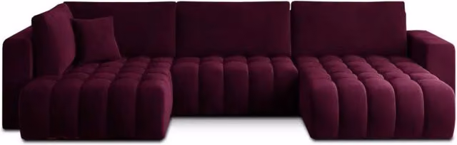 Divano ad angolo BONITA MEUBLORAMA convertibile 6 posti viola con effetto velluto, lato destro, L: 350 cm, P: 175 cm – 1
