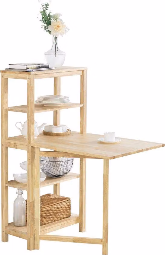 Tavolo rialzato - Tavolo da pranzo allungabile - Tavolo da cucina - Legno - 98x126x60 cm