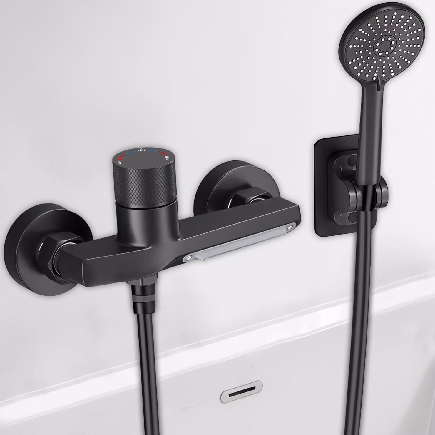 Solidchoice - Miscelatore per vasca da bagno a cascata con doccetta manuale e 5 funzioni
