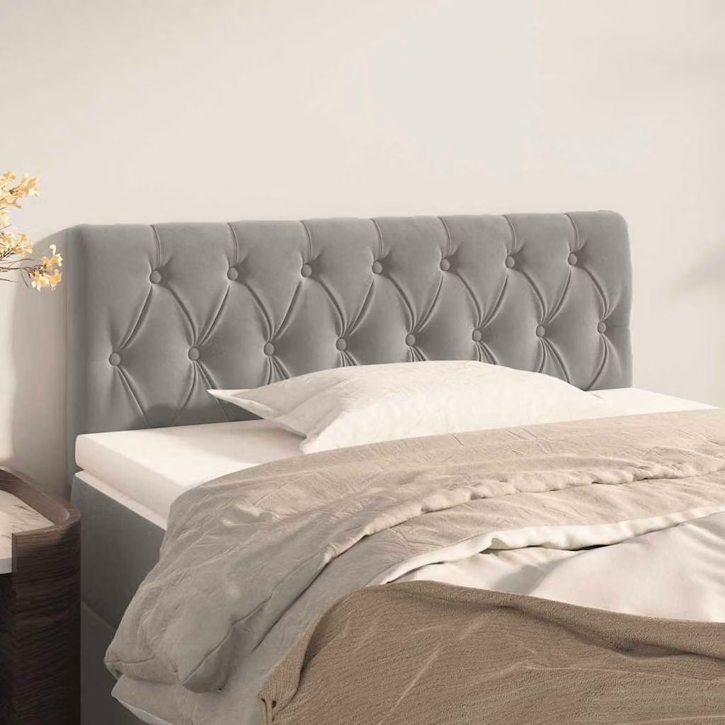 Testiera per letto vidaXL in velluto grigio chiaro, L: 90 cm, P: 7 cm, H: 78-88 cm