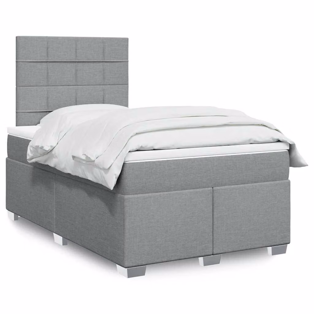 vidaXL Letto Ibrido con Materasso e Struttura Imbottita Grigio e Bianco L/P/H: 200 x 120 x 150,5 cm