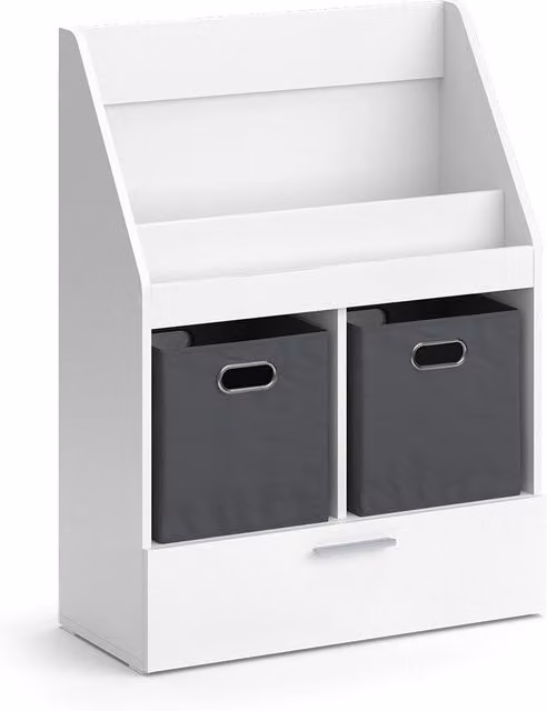 Libreria Vicco Bianca con Box Pieghevoli per Soggiorno L: 72 cm, H: 96.2 cm