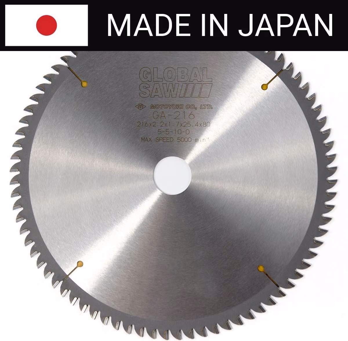 Sega circolare per il taglio di alluminio GLOBAL SAW 216 x 2,2/1,7 x 25,4 mm / 100z CERMET JAPAN