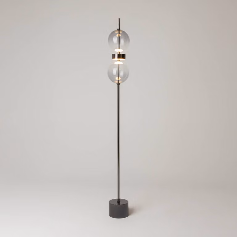 Maytoni Lampada da terra DOUBLE MOON, dimmerabile, Alluminio / Grigio / Zincato, Soggiorno / Sala da pranzo, Metallo, Moderno, Lampada da terra