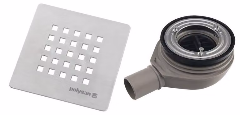 Sifone per piatti doccia, 90 mm, coperchio di scarico, DN40, ABS/acciaio inox