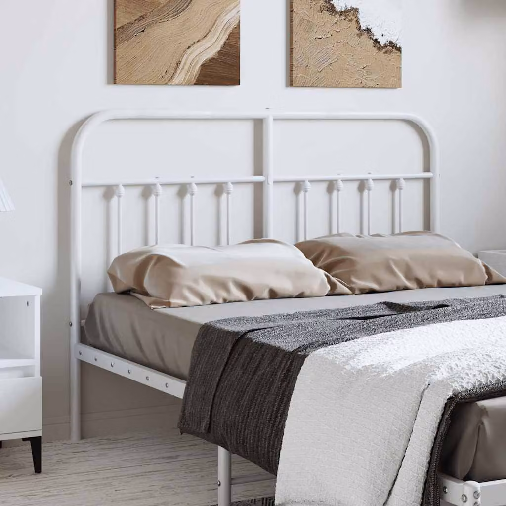 Testiera di ricambio in metallo vidaXL bianca in stile classico per camera da letto, L: 150 cm