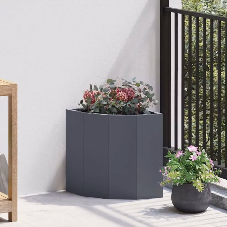 Vaso d'angolo vidaXL in acciaio colore antracite L/P/H: 30 x 30 x 35 cm