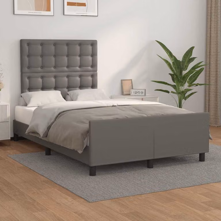vidaXL Giroletto senza Materasso in Similpelle Grigio L/P/H: 120 x 200 x 123 cm