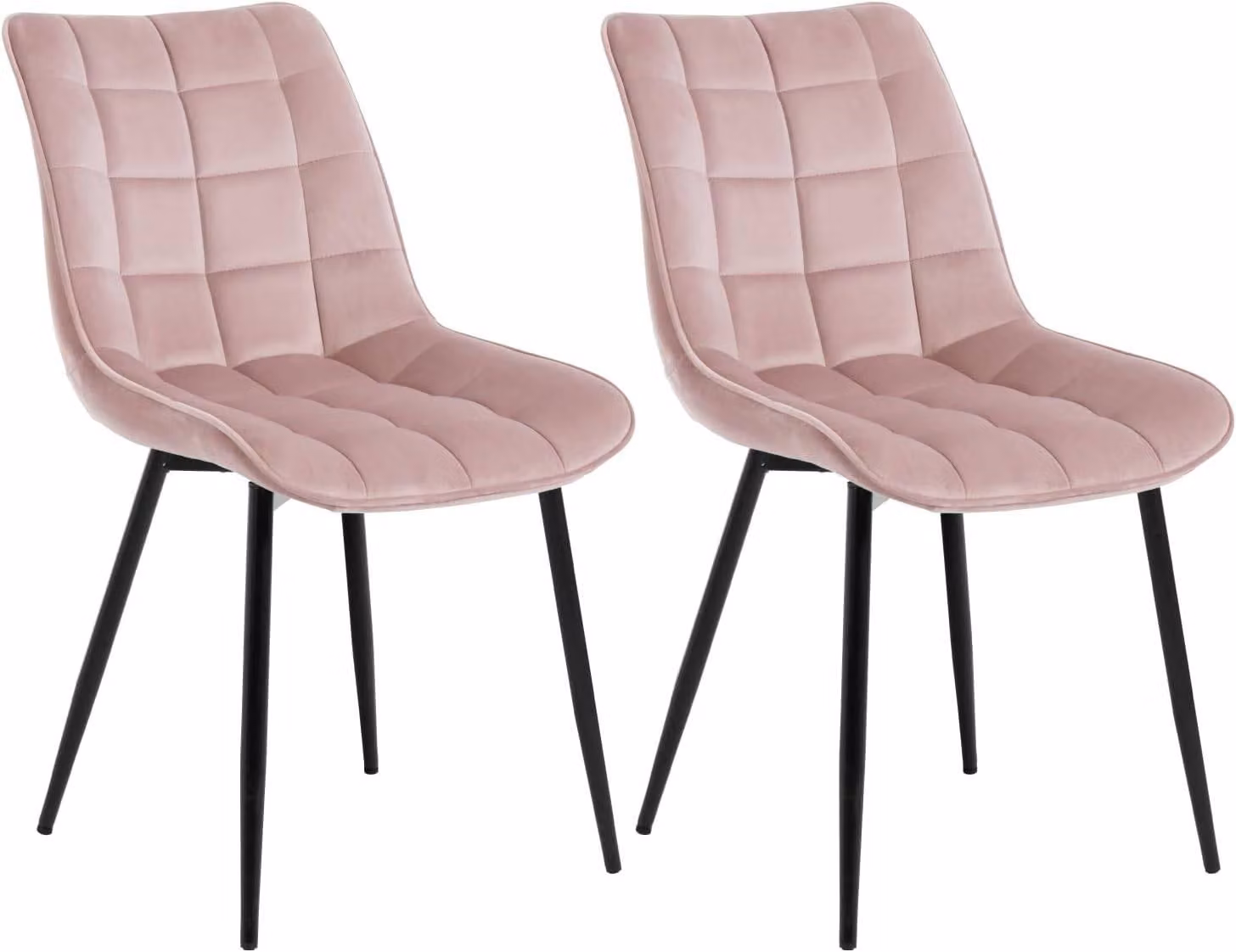 Set di 2 sedie per sala da pranzo WOLTU, sedia imbottita con schienale, portata fino a 150 kg, seduta in velluto, gambe in metallo, rosa