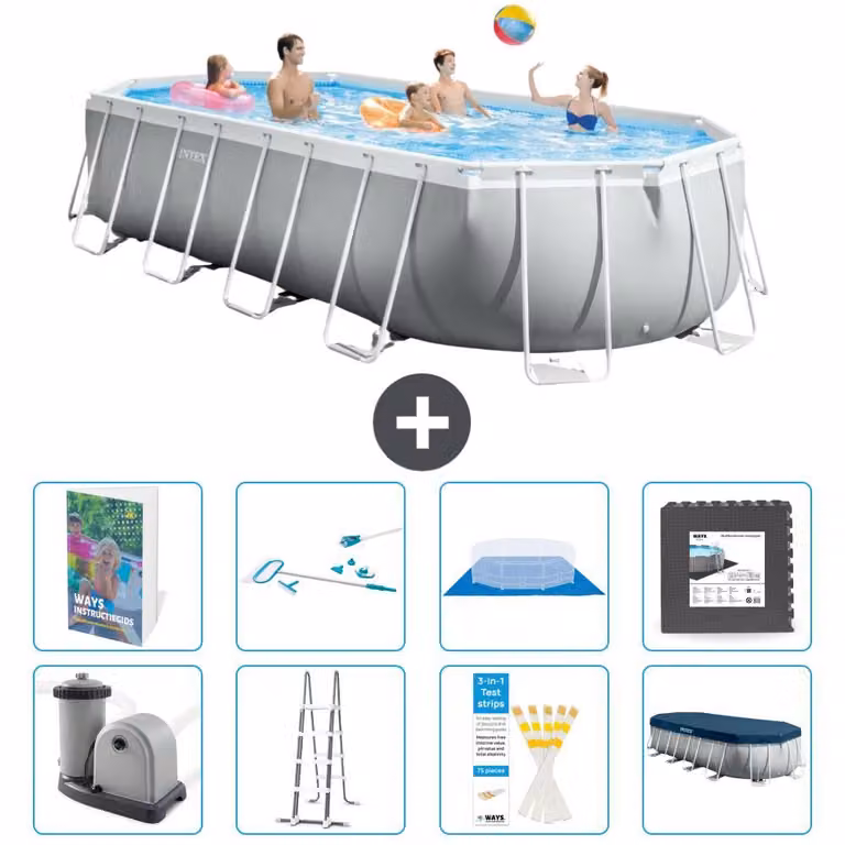 Piscina ovale con struttura a telaio Prism - 610x305x122 cm - 7 pezzi - Modello S565