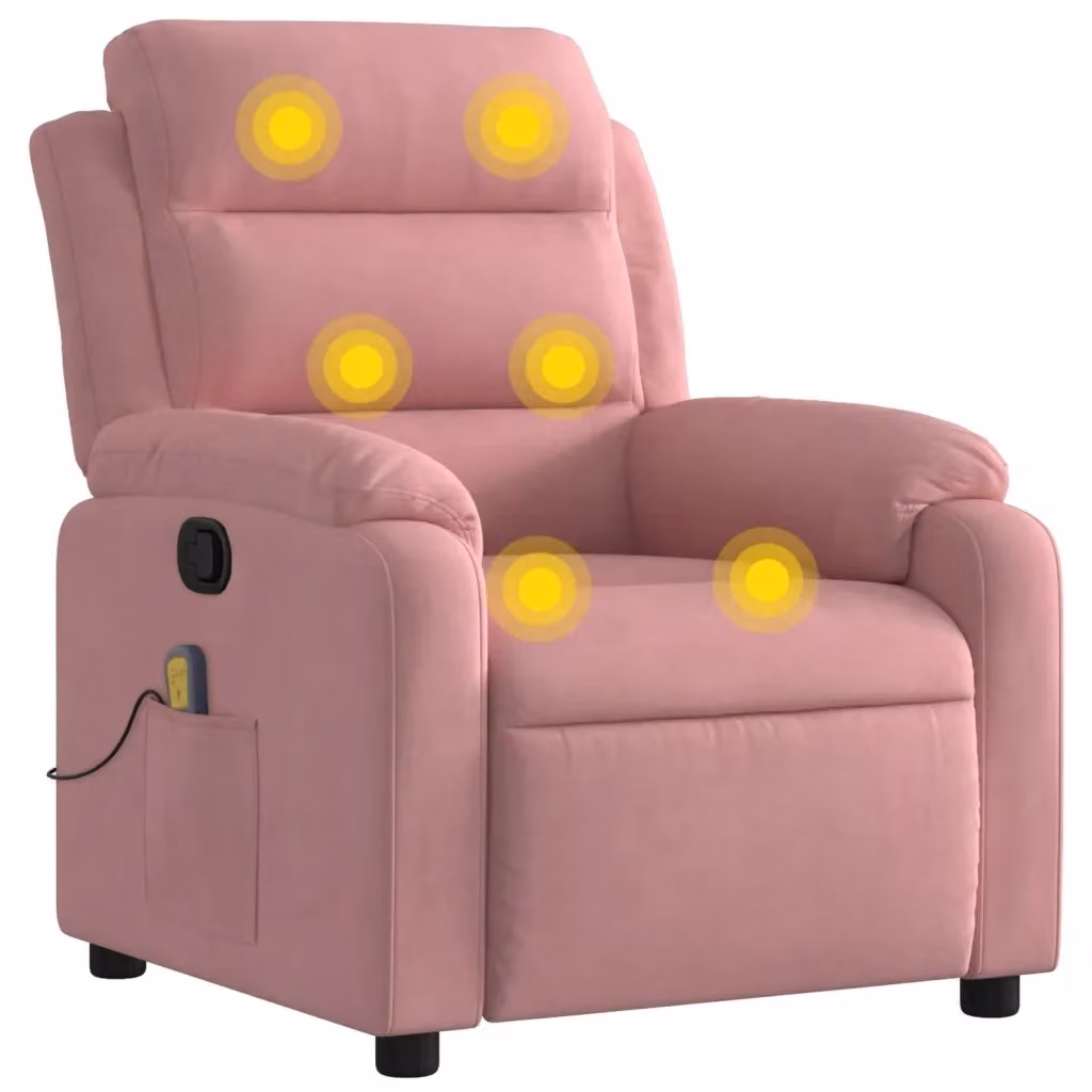 Poltrona Reclinabile Relax vidaXL in Velluto Rosa con Braccioli e Regolazione Manuale – 2