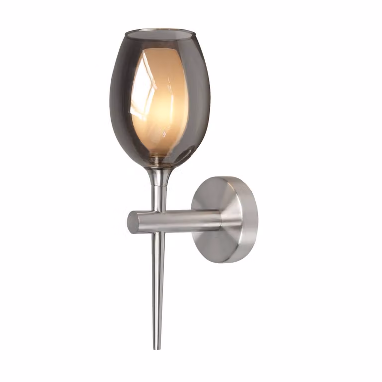 HighLight Applique cono torcia Belle, dimmerabile, Alluminio / Grigio / Zincato, Soggiorno / Sala da pranzo, Vetro, Moderno, Applique