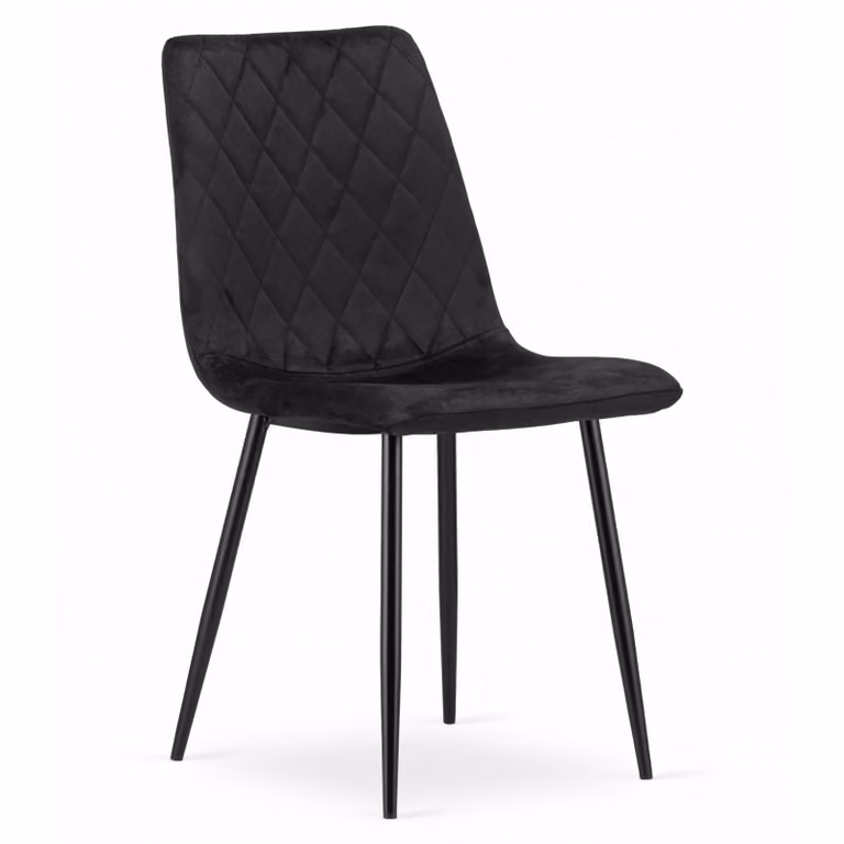 Sedia da sala da pranzo, sedia da soggiorno, sedia con seduta in velluto e gambe in metallo nero, per soggiorno, ufficio, camera da letto o sala da pranzo, 1 sedia nera