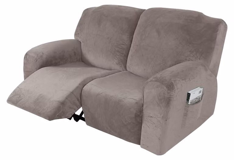 Custodia elasticizzata in velluto per poltrona relax, color beige