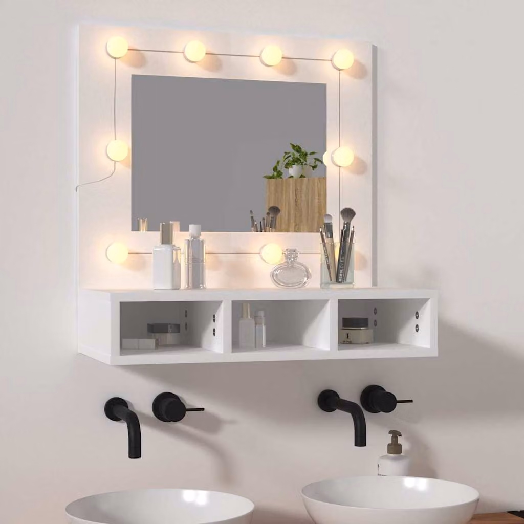 Armadietto da bagno con specchio e illuminazione LED bianca vidaXL, L 60 cm, P 31,5 cm, H 62 cm