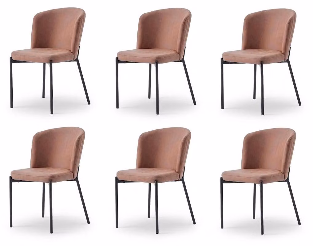 Set di 6 sedie, colore marrone, comode, dal design moderno ed elegante, realizzate con materiali morbidi e dal gusto classico