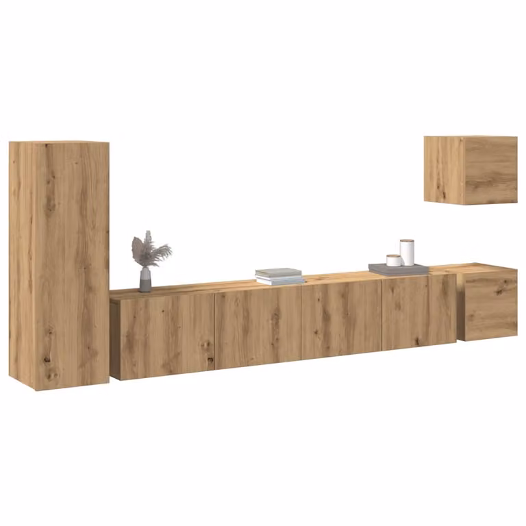Set Mobile TV vidaXL in Legno Multistrato Rovere Marrone per Soggiorno