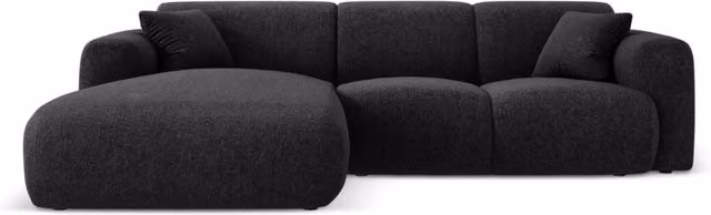 Divano angolare sinistro Nolio Cosmopolitan Design a 4 posti in ciniglia nero L/P/H: 260 x 114 x 72 cm – 1