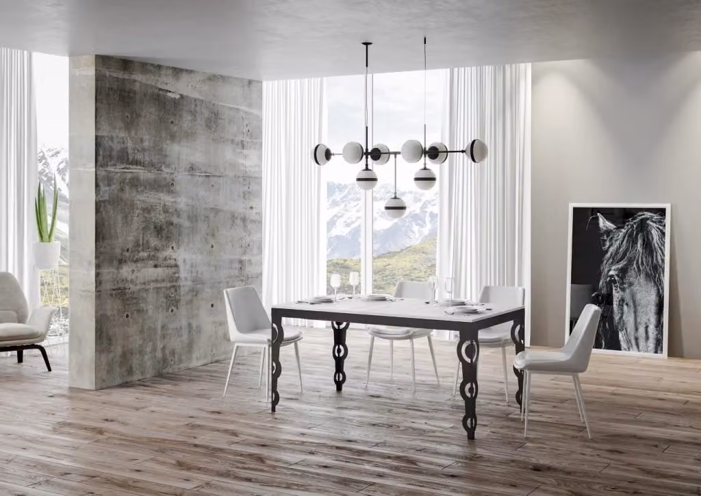 Tavolo da pranzo allungabile Karamay Evolution in legno di frassino bianco, L/P/H: 160-420 x 90 x 77 cm – 2