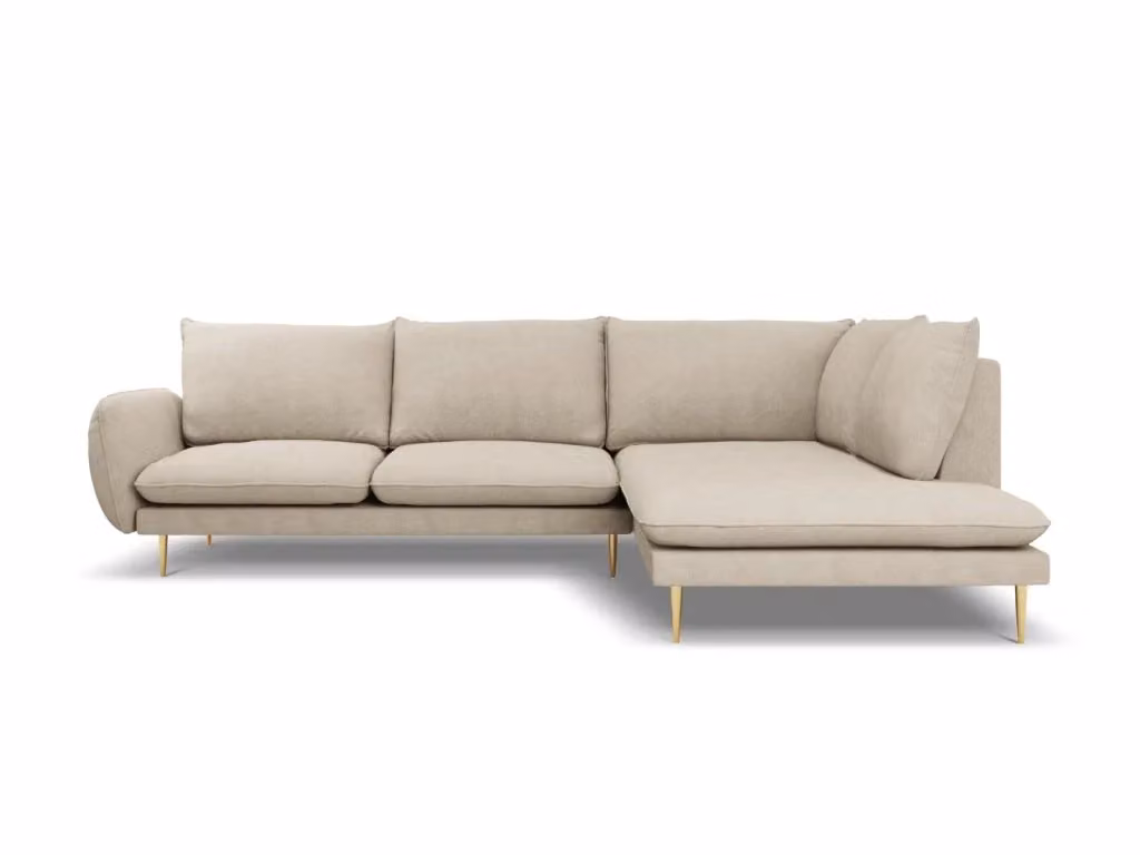 Divano angolare destro Vienna Cosmopolitan Design da 6 posti in tessuto beige L 275 x P 95 x H 87,5 cm – 2