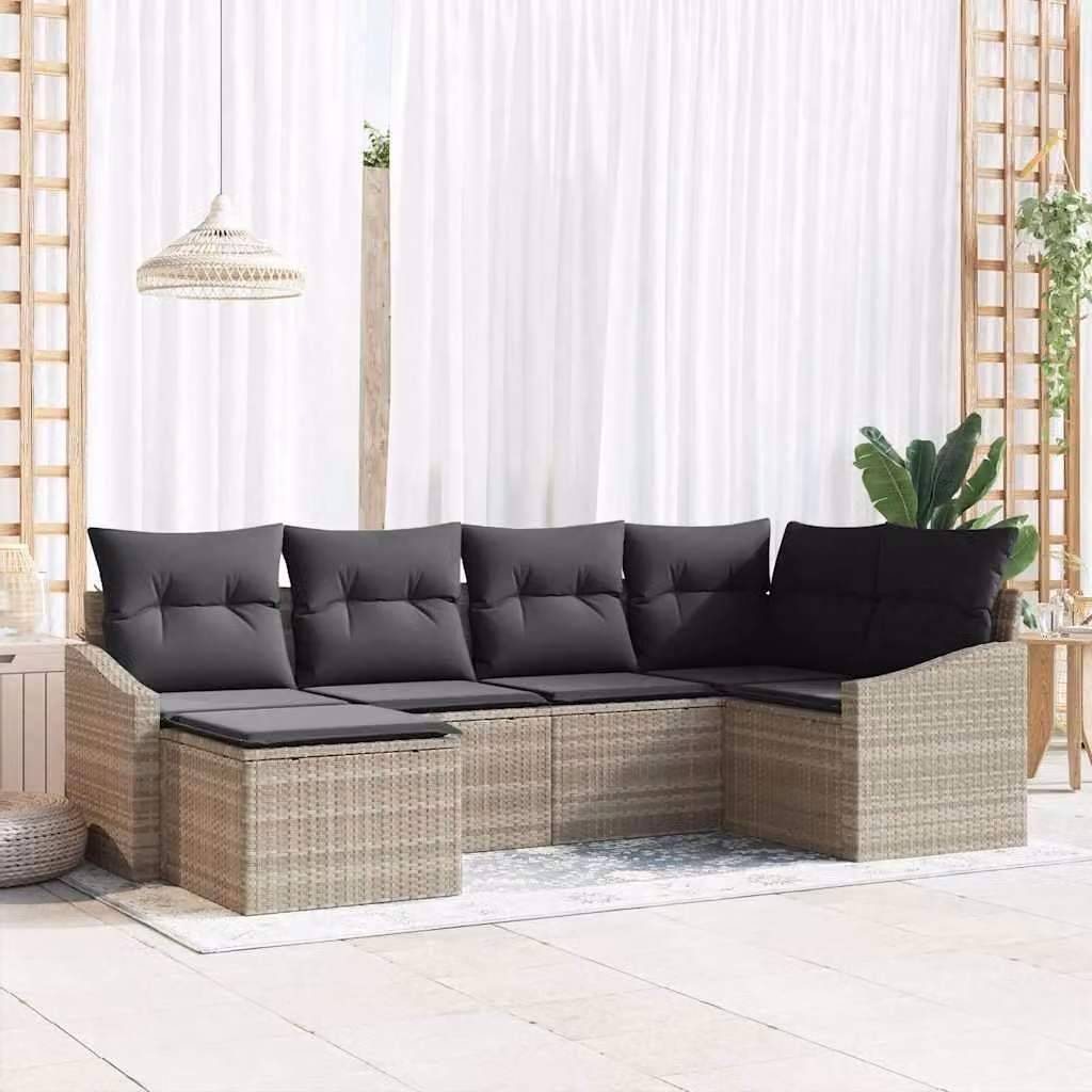 Maison Exclusive - Set da pranzo per esterno, 6 pezzi, grigio chiaro