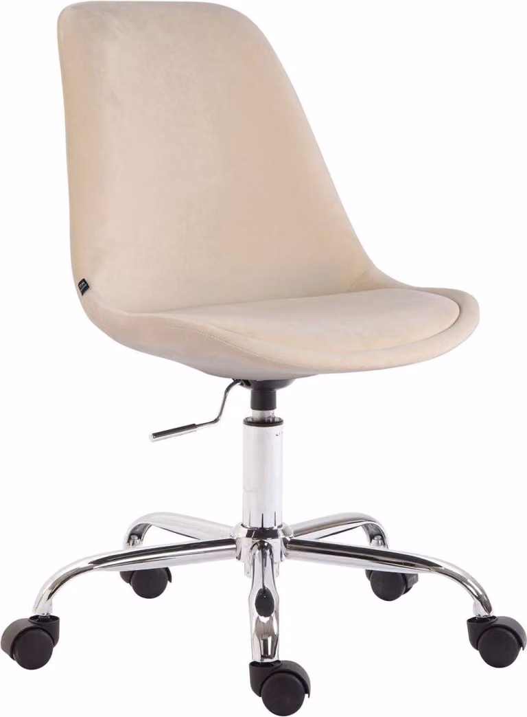 Sedia da ufficio in velluto - Seduta ergonomica e regolabile in altezza - Design moderno | Colore: crema