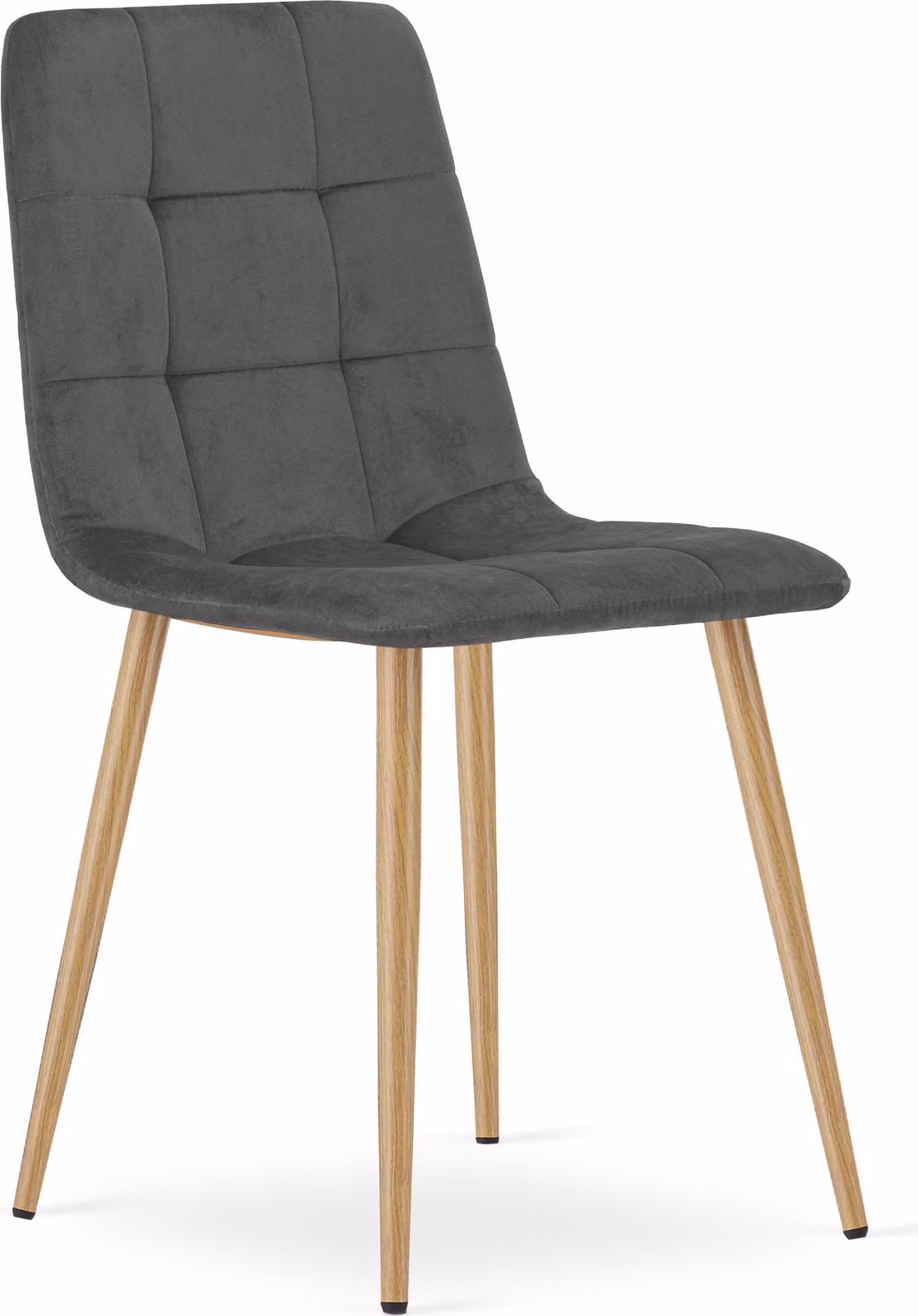 Sedia KARA - velluto grigio scuro / gambe color legno x 1