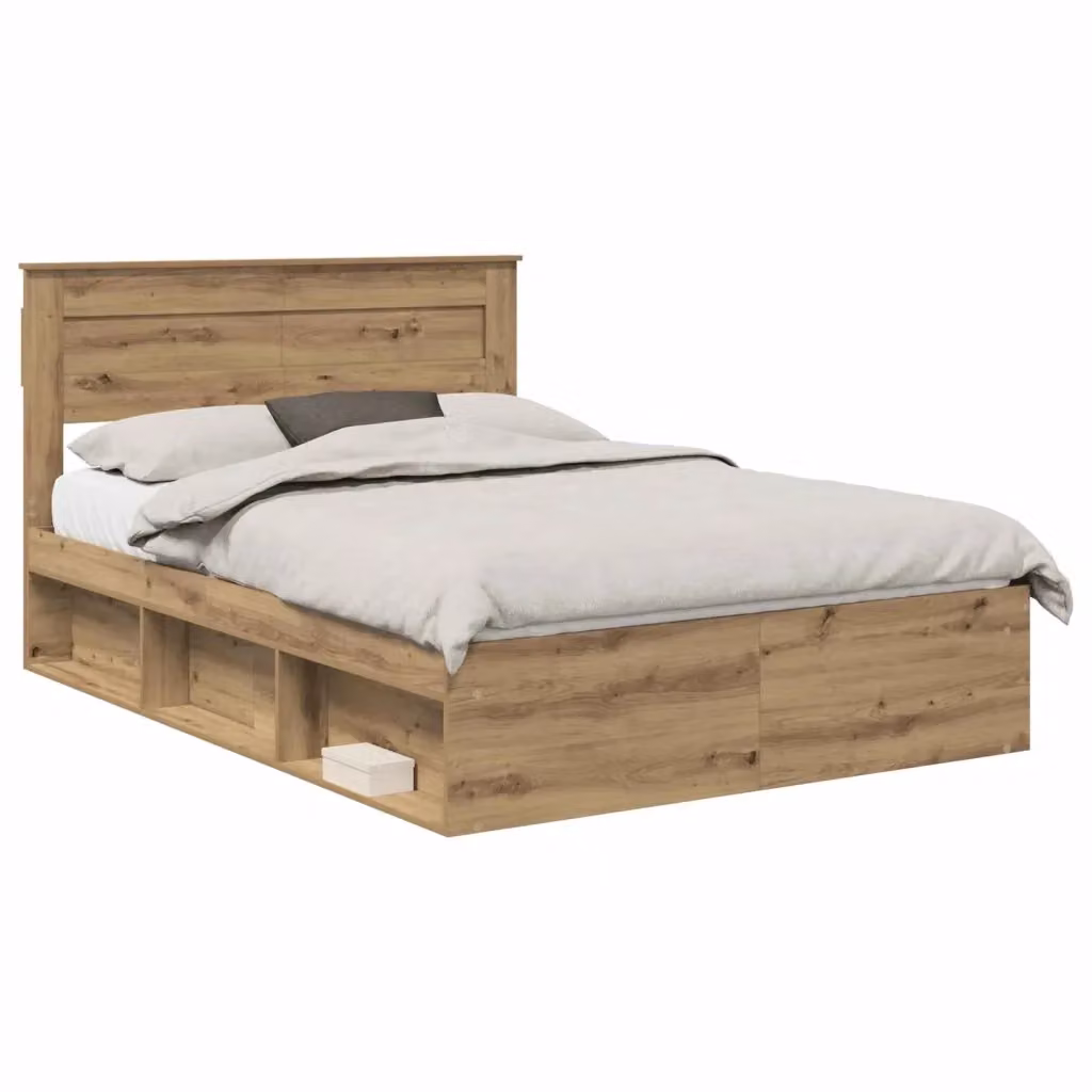 Struttura del letto moderna vidaXL in legno di pino e MDF, colore marrone, L 140 x P 190 cm – 2
